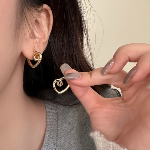 Orecchini A Lobo A Cuore Intrecciato Da Donna Gioielli In Metallo Lucido Minimalisti Con Perno In Argento Sterling 925
