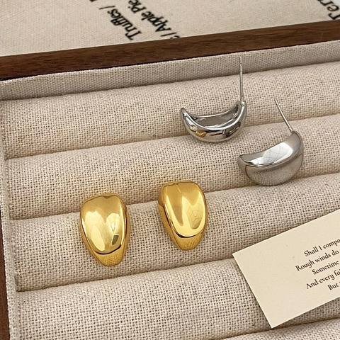 Pendientes De Aro Geométricos Minimalistas En Forma De U Para Mujer Cobre Pulido Espejo Joyería Elegante Estilo De Viaje