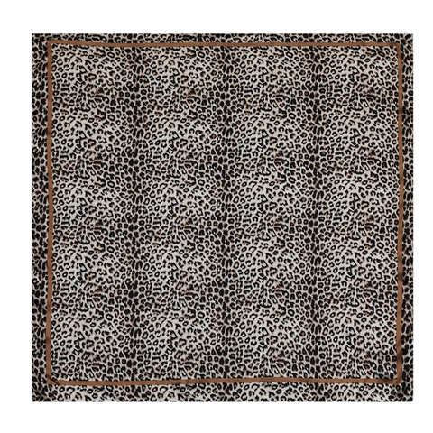 Foulard Quadrato in Raso con Stampa Leopardata Moda Motivo Animale Simil Seta Foulard Sciarpa Scialle per Donna Decorativo