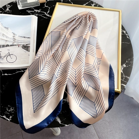 Foulard Quadrato Con Motivo Geometrico Donna Raso Di Raso Sintetica Sciarpa Da Collo Elegante Bandana Accessori