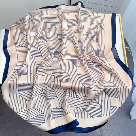 Foulard Quadrato Con Motivo Geometrico Donna Raso Di Raso Sintetica Sciarpa Da Collo Elegante Bandana Accessori