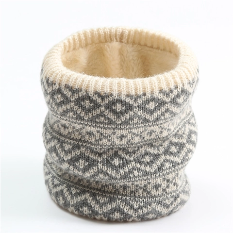 Unisex Winter Warmer Gestrickter Halswärmer Thermo Vlies Futter Snood Schal Geometrisches Diamantmuster Outdoor Nackenschutz