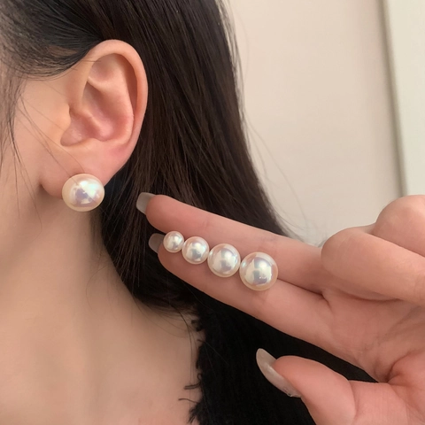 Pendientes De Perlas Artificiales Estilo Vintage Francés Irisados Brillantes Elegantes Joyas Exquisitas Para Mujeres Con Poste De Plata