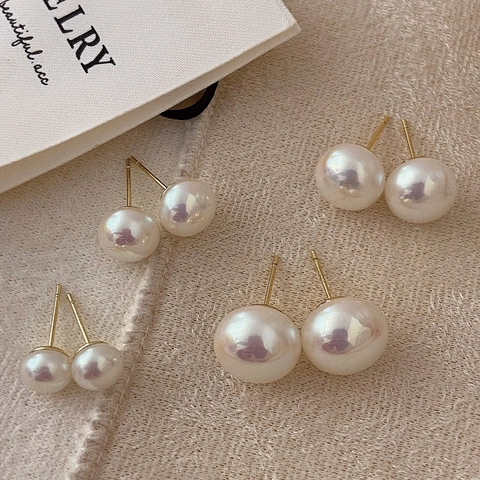 Pendientes De Perlas Artificiales Estilo Vintage Francés Irisados Brillantes Elegantes Joyas Exquisitas Para Mujeres Con Poste De Plata
