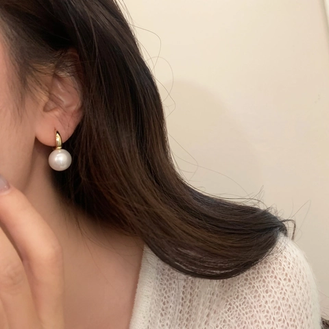 Orecchini A Cerchio Con Künstliche Perle Di Conchiglia Vintage Francesi Placcati Oro Argento Rame Gioielli Di Lusso Per Donna
