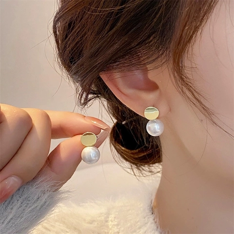 Geometrische Kunstparel Hangende Oorbellen Minimalistisch Spiegelglas Metaal Sieraden Vrouwen Elegant Koperen Oorbel Post