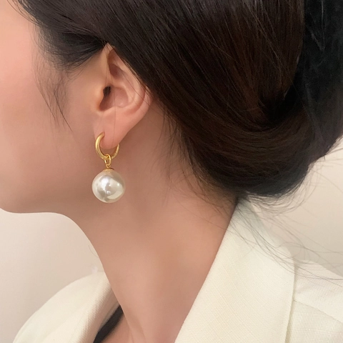 French Retro Artificial Pearl Drop Earrings Geometric Ear Buckle With Copper Earring Post Minimalist Luxury Jewelry For Women