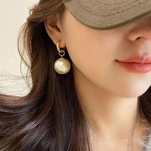 French Retro Artificial Pearl Drop Earrings Geometric Ear Buckle With Copper Earring Post Minimalist Luxury Jewelry For Women