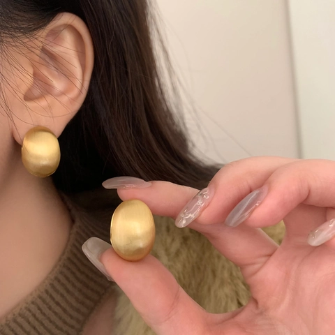 Orecchini A Cerchio Con Sfera Spazzolata Finitura Opaca Gioielli Geometrici Donna Con 925 Sterling Silver Earring Post
