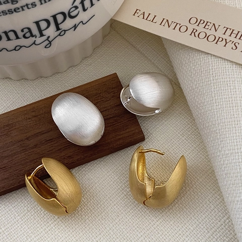 Orecchini A Cerchio Con Sfera Spazzolata Finitura Opaca Gioielli Geometrici Donna Con 925 Sterling Silver Earring Post