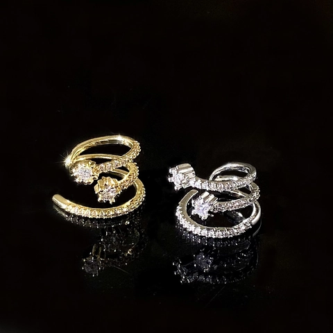 Multi Layer Mikropave Zirkonia Stern Ohrmanschette Kupfer Ohne Piercing Ohrclip Damen Mode Accessoire