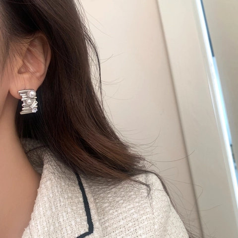 Orecchini A Lobo Geometrici Con Perno In Rame Lega Perla Artificial Zircone Stile Vintage Francese Gioielli Di Lusso Per Donne