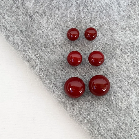 Orecchini A Lobo Palla Rosso Borgogna Lucido Rotondi Lucidati Gioielli Retro Vintage Per Donna Elegante Perno In Ottone