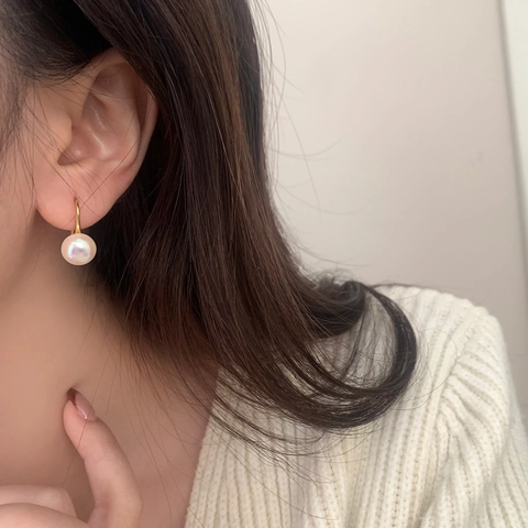 Pendientes De Gancho De Perla Artificial Blanca Redonda Minimalistas Franceses Elegantes Versátiles Joyas De Cobre Chapado En Oro Plata Para Mujeres