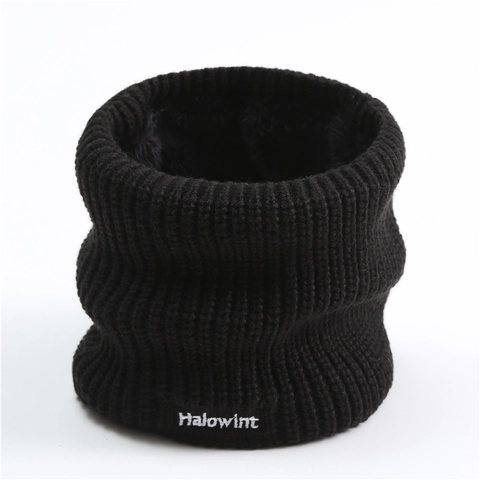 Tour De Cou En Tricot Doublé Polaire Chaud Hiver Snood Écharpe Broderie Hommes Femmes Épais Coupe-Vent Extérieur