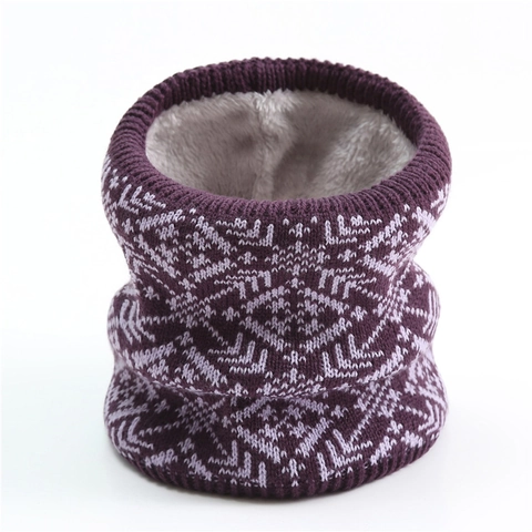 Cache-col Écharpe En Tricot De Polyester Avec Doublure Polaire Épaissie Chaud Coupe-vent Jacquard Flocon Hommes Femmes