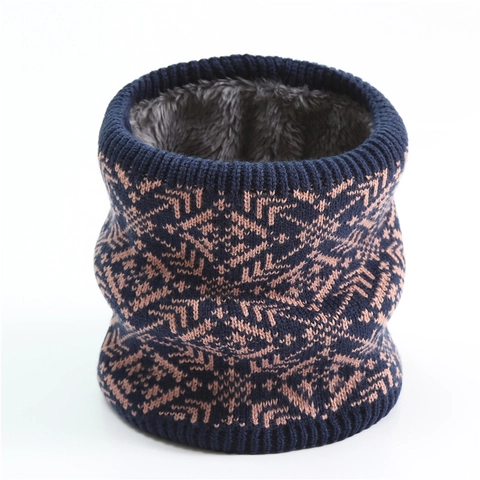 Cache-col Écharpe En Tricot De Polyester Avec Doublure Polaire Épaissie Chaud Coupe-vent Jacquard Flocon Hommes Femmes