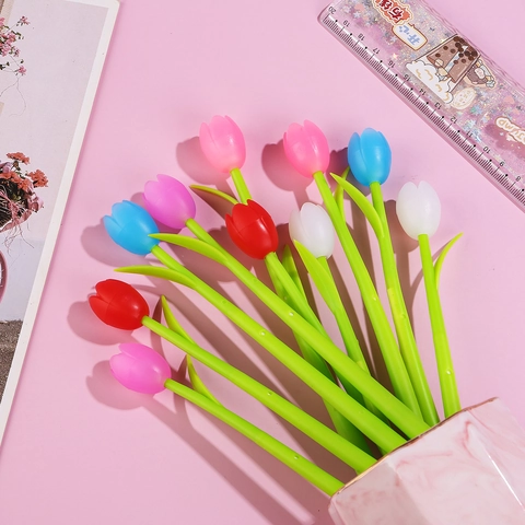 Penna Gel a Forma di Tulipano di Simulazione Creativa Carina Penna in Plastica a Fiori Penna a Sfera Punta Fine Cancelleria Scuola Ufficio Regali