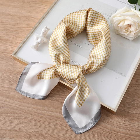Τετράγωνο Μαντήλι Με Σχέδιο Houndstooth Κομψό Φουλάρι Από Απομίμηση Μεταξιού Για Γυναίκες Κλασικό Επαγγελματικό Ταξίδι Προστασία
