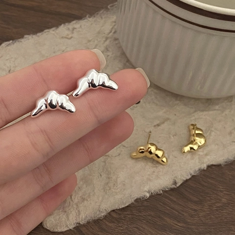 Orecchini A Lobo Croissant In Rame Placcato Oro Vintage Francese Per Donna Gioielli Eleganti Minimalisti Geometrici Irregolari