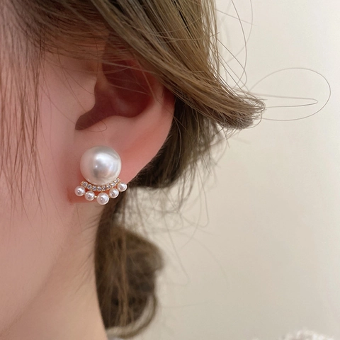 Orecchini A Lobo Con Künstliche Perle Di Conchiglia In Stile Francese Per Donna Design A Zampa Di Gatto A Ventaglio Con Base In Rame E Zircone