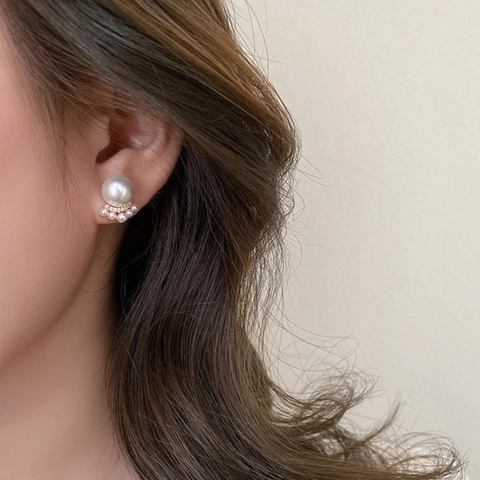 Orecchini A Lobo Con Künstliche Perle Di Conchiglia In Stile Francese Per Donna Design A Zampa Di Gatto A Ventaglio Con Base In Rame E Zircone