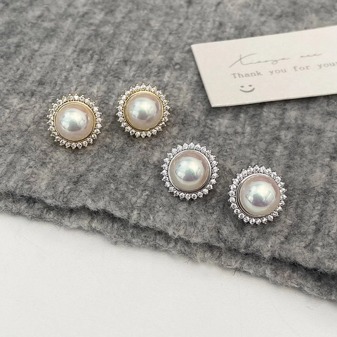 Orecchini A Lobo Con Künstliche Perle Retrò Francesi Con Halo Di Girasole In Zircone Perno In Rame Gioielli Eleganti Da Donna