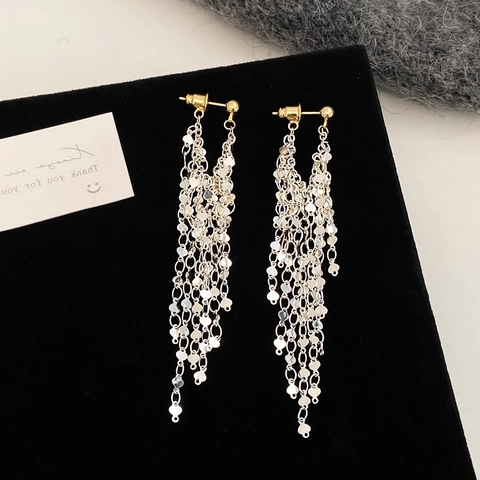Long Tassel Earrings Copper Jewelry With Heart Charms Chain Drooping Elegant For Women Party