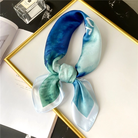 Square Scarf Satin Like Polyester Neck Hair Bandana Gradient Abstract Print Fashion Accessory For Women Bag Decor