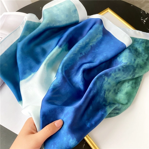 Square Scarf Satin Like Polyester Neck Hair Bandana Gradient Abstract Print Fashion Accessory For Women Bag Decor