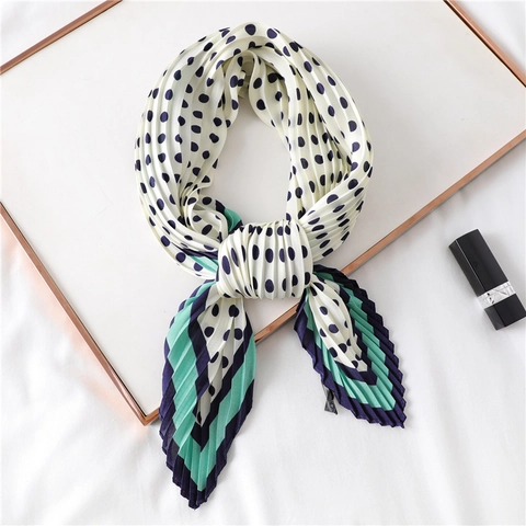 Sciarpa Quadrata Pieghettata A Pois Raso Sintetica Elegante Fazzoletto Da Collo Per Donna Moda Piega A Fisarmonica Decorativa