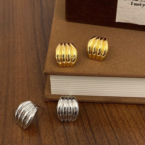 Western Style Copper Earrings For Women With 925 Sterling Silver Earring Post Gold Silver Plated Croissant Heart Rose Flower Stud Hoops Jewelry