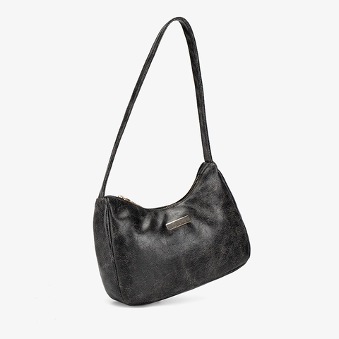 Borsa Sottobraccio Vintage In Pelle PU Texture Distressed Lucida Mini Borsa Hobo Versatile Da Giorno Donna