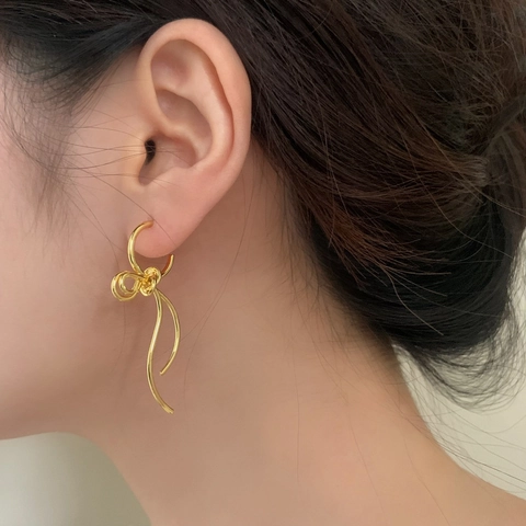Schleife Quaste Tropfenohrringe Mit 925 Sterling Silber Ohrstecker Kupfer Minimalistische Knoten Schmuck Für Damen