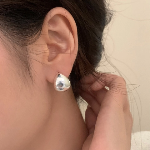 Orecchini A Lobo Goccia D'acqua Minimalisti Rame Spazzolato Metallo Texturizzato Gioielli Eleganti Per Donna