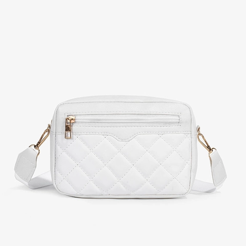 Women Quilted Rhombic PU Leather Crossbody Bag Small Square Camera Bag Fashion Shoulder Bag With Adjustable Wide Strap