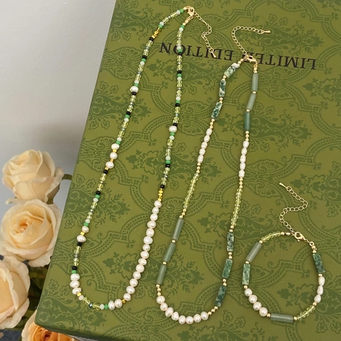 Handgemaakte Zoetwaterparel Natuursteen Kralenketting Bamboe Vorm 14K Verguld Vintage Boheemse Sieraden Voor Vrouwen