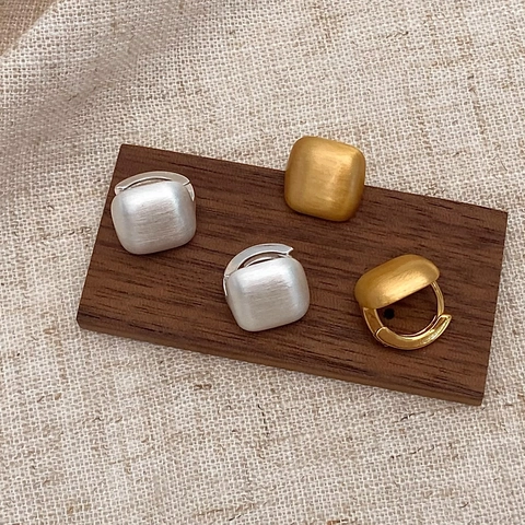 Minimalistische Quadratische Gebürstete Metall Creolen Für Frauen Retro Geometrische Kupfer Ohrringe Vintage Schmuck