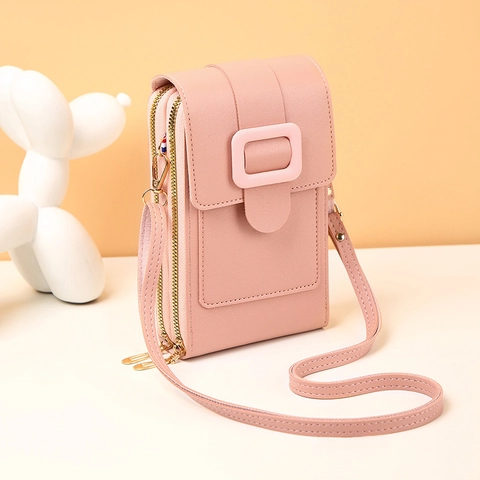 Mini Borsa A Tracolla Per Cellulare Donna Pelle PU Texture Litchi Tasche Con Cerniera E Tracolla Regolabile