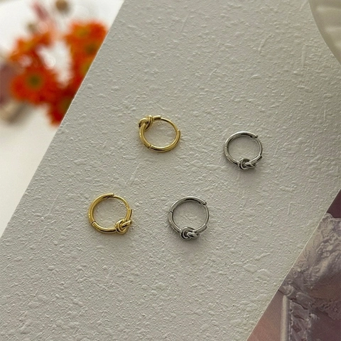 Pendientes De Aro Con Nudo Geométrico Cobre Minimalista Forma U Pulido Estilo Francés Joyas Mujeres