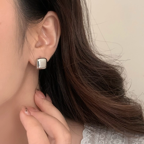 Orecchini A Cerchio Quadrati Geometrici Rame Lucidato Metallo Minimalista Retrò Oro Argento Per Donne