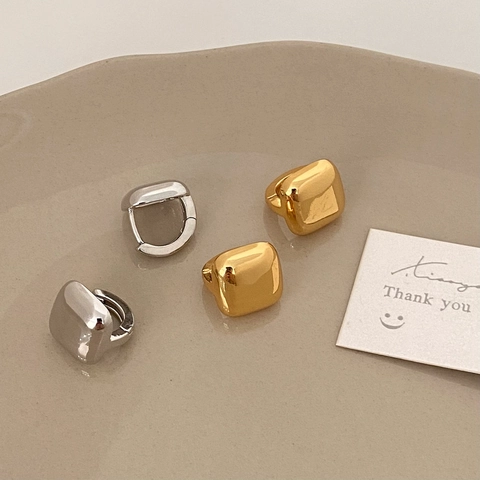 Orecchini A Cerchio Quadrati Geometrici Rame Lucidato Metallo Minimalista Retrò Oro Argento Per Donne