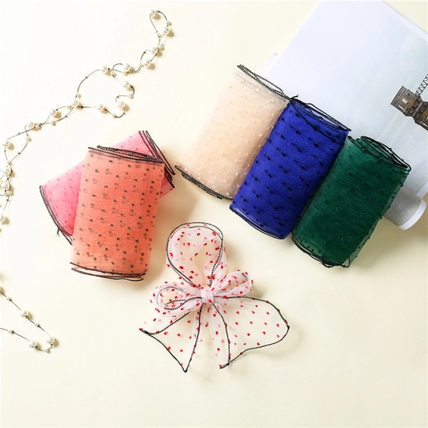 Polka Dot Netz Schal Multifunktionales Haarband Tasche Band Transparent Polyester Dünn Süße Schleife Deko Für Damen