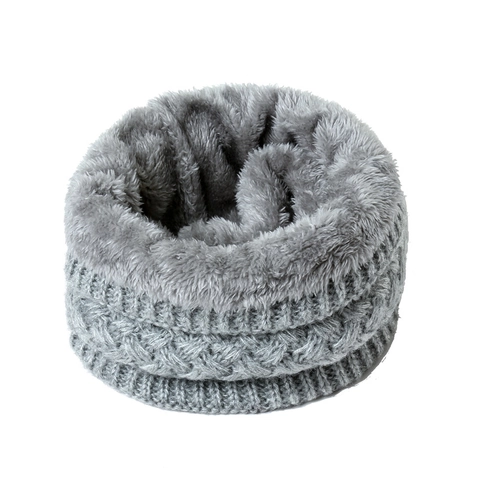 Winter Damen Verdickt Zopfmuster Gestrickter Halswärmer Mit Warmem Fleece-Futter Einfarbig Rundschal Für Outdoor Winddicht