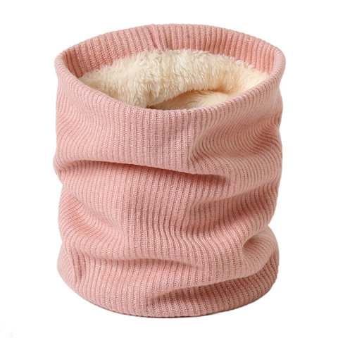 Winter Neck Warmer Knitted Faux Fleece Lined Cowl Scarf Ribbed Thermal Snood Solid Color Outdoor High Collar For Adults