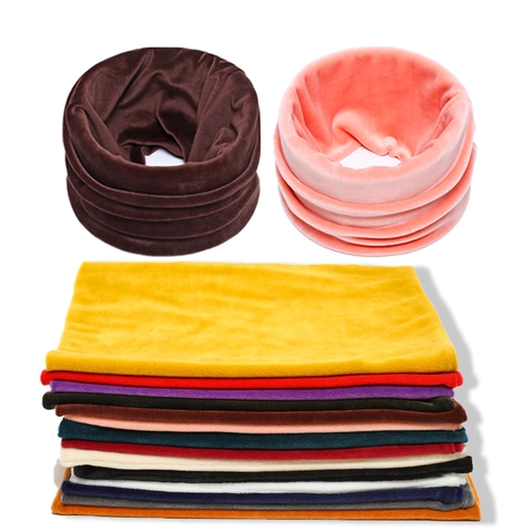 Calentador De Cuello De Invierno Terciopelo Bufanda Snood Color Sólido Suave Elástico Cálido Para Hombres Mujeres