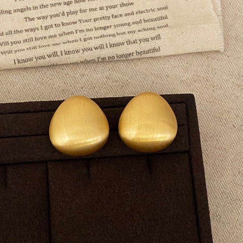 Minimalist Teardrop Stud Earrings For Women Retro Geometric Brushed Copper Earrings With Copper Earring Post