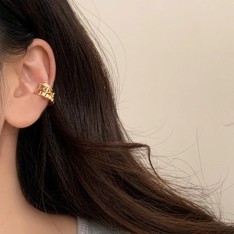 Mehrreihige Ohrmanschette Mehrlagig Hohl Kupfer Zirkon Inlay Gold Silber Plattiert Clip On Ohrringe Ohne Loch Minimalistisch