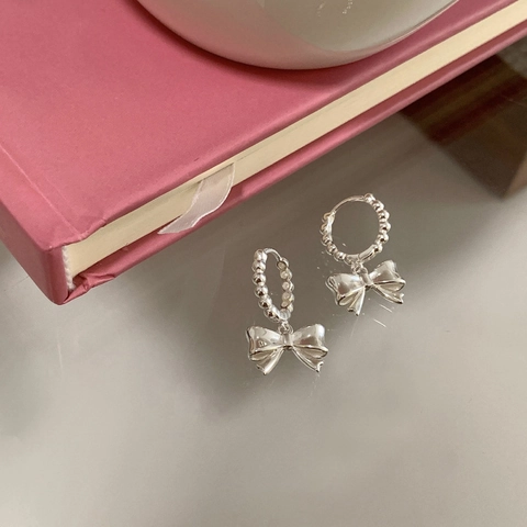 Strik Hanger Ring Oorbellen Koper 14K Goud En Zilver Verguld Exquise Zoete Mode Sieraden Cadeau Voor Vrouwen