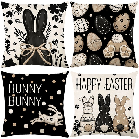 Pasen Konijn Eieren Decoratieve Kussenslopen Polyester Linnen Kussenhoezen Voor Sofa Couch Home Decor Vrolijk Pasen